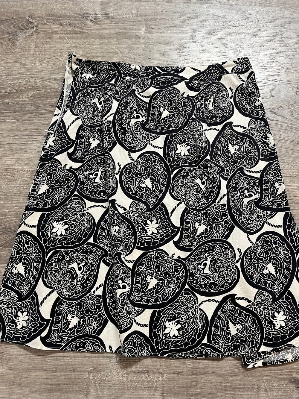 Black & White Floral Paisley A-Line Skirt